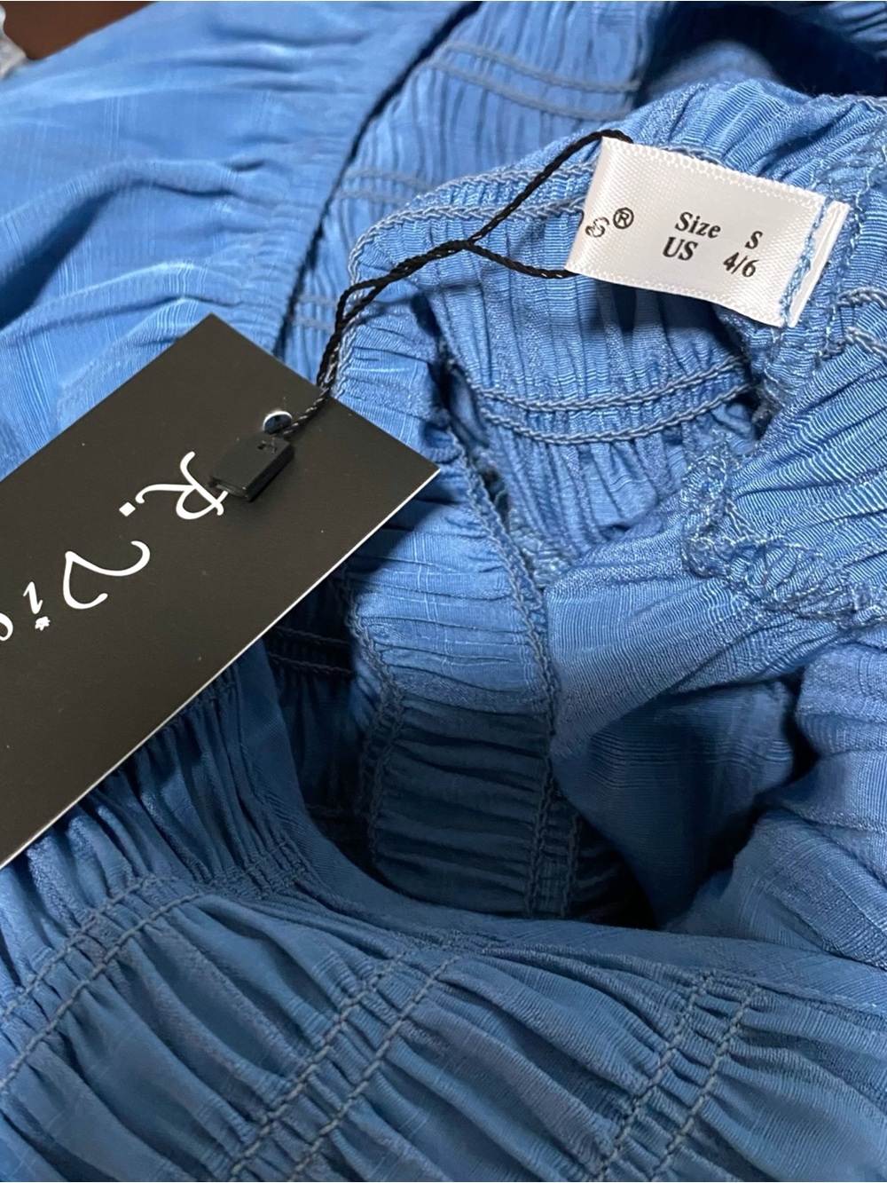 R. Vivimos Blue Long Sleeve Maxi Dress Boho Flowy Layered Ruffle Sz S NWT - Picture 9 of 9